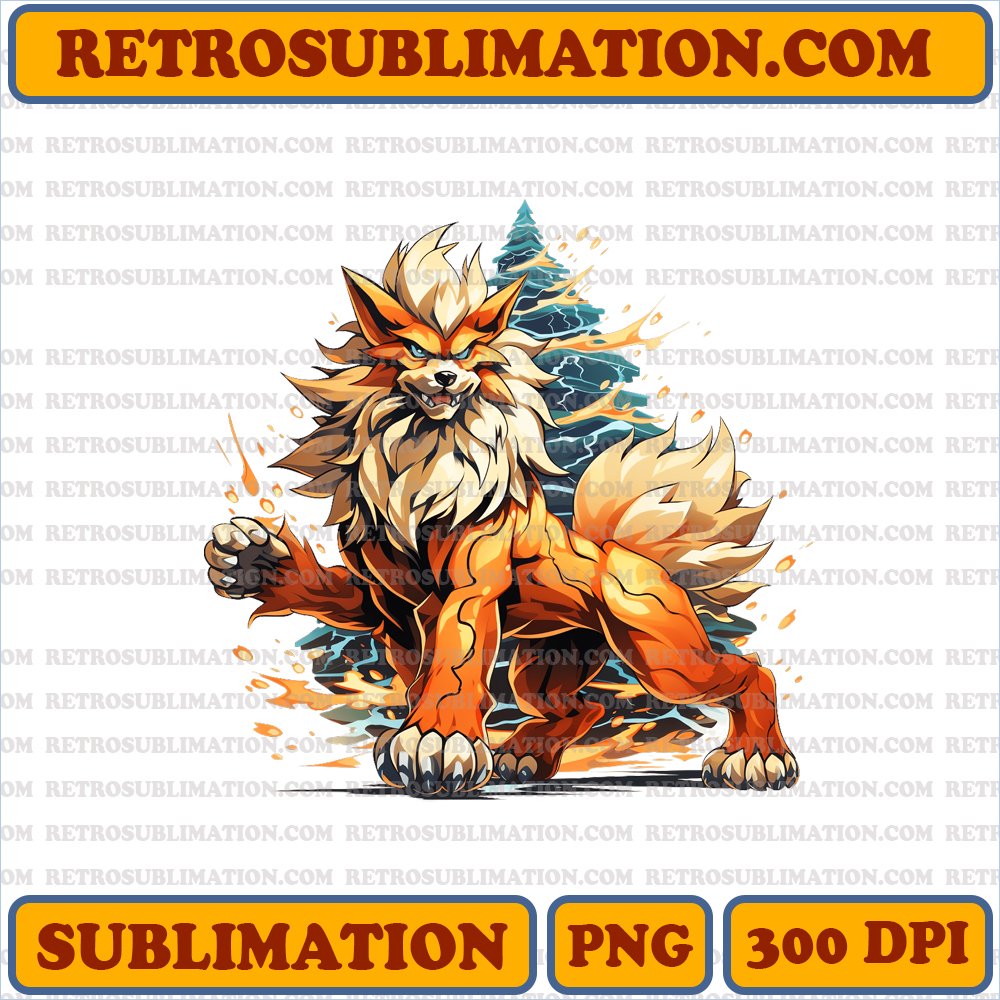 Arcanine Christmas Tree Chase - Majestic Fire-Type - PNG Digital Download
