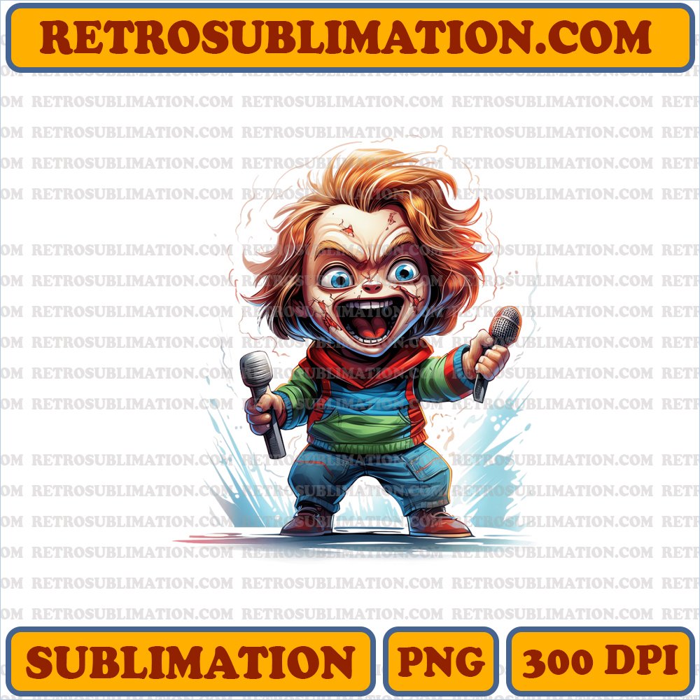 Christmas Chucky - Sinister Singing Carols - Sublimation PNG Digital Download
