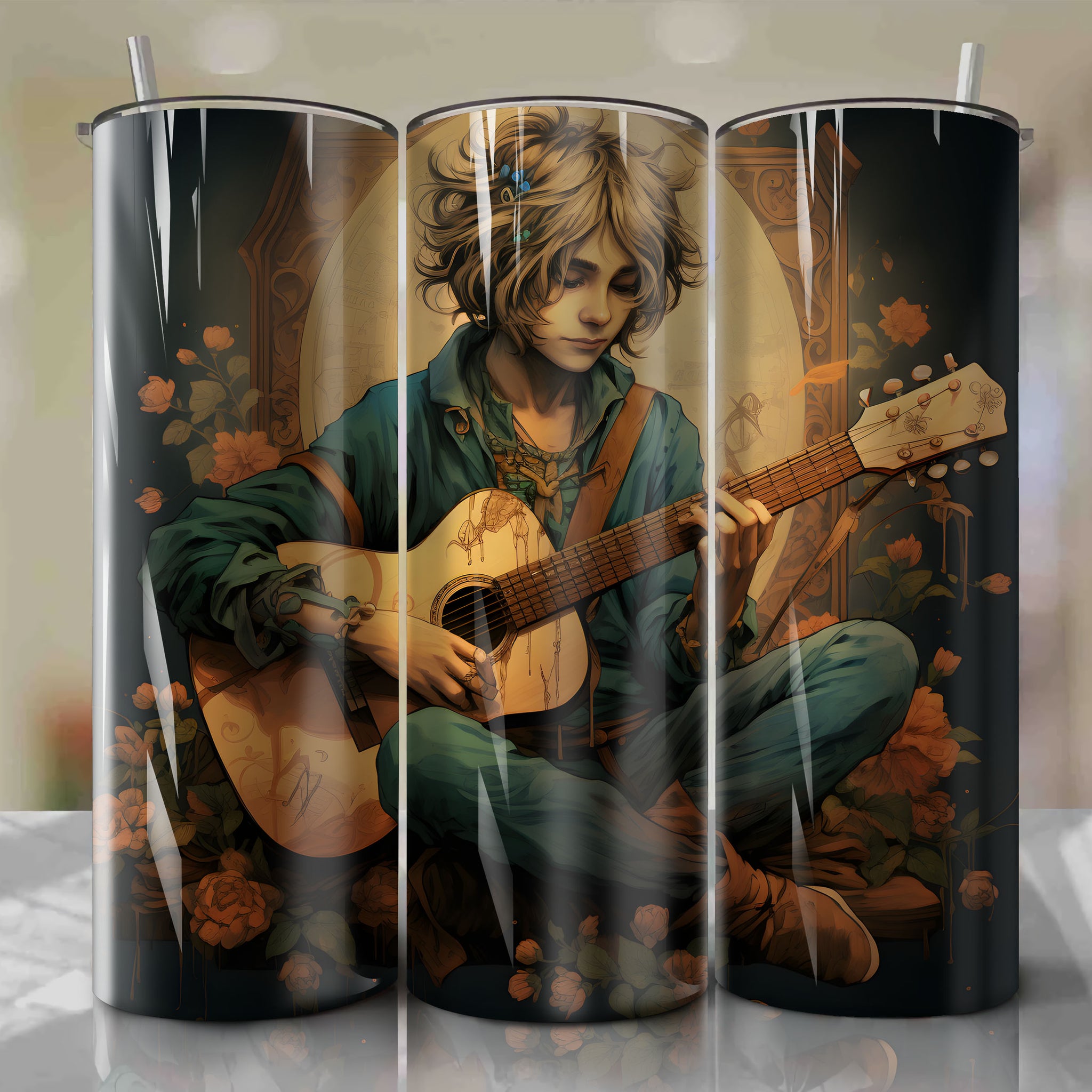 Lenon, the Magical Guitar: Embodying Creativity and Passion - Tumbler Wrap
