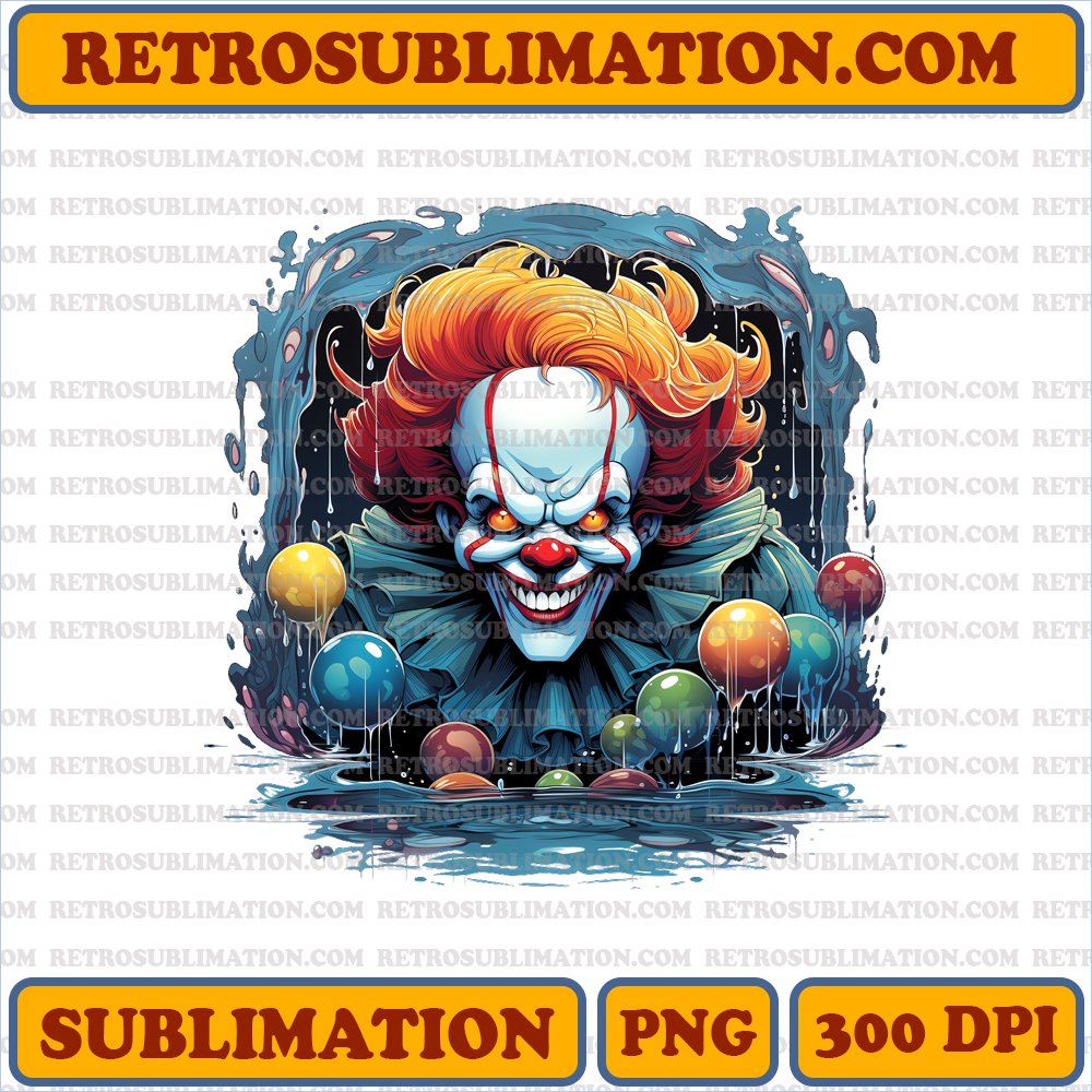 Pennywise Clown - Sinister Cartoon - High-Contrast PNG Sublimation Download
