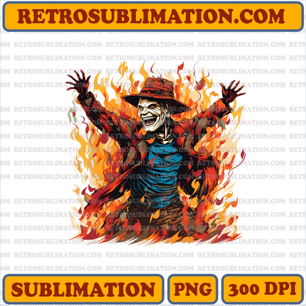 Freddy Krueger Sublimation PNG Digital Download - Laughing Maniacally in Dream Realm
