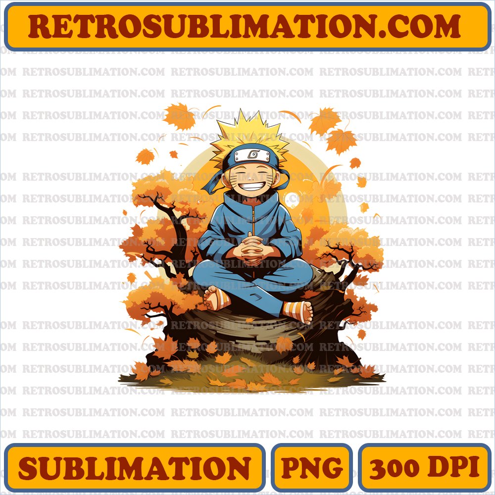 Naruto Uzumaki Thanksgiving Sublimation PNG Digital Download - Laughing Heartily in Transformed State - Memorable Location - Bootleg Style - Unique & Creative
