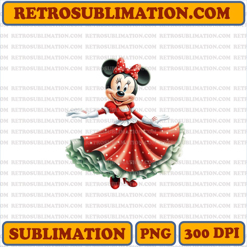 Christmas Minnie Mouse Dancing - Tree Edition - Festive Sublimation PNG Digital Download
