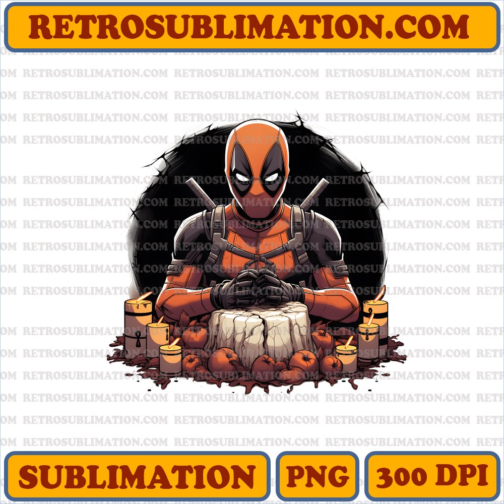 Halloween Deadpool - Mischievous Pumpkin Carver - Digital Download - Sublimation PNG
