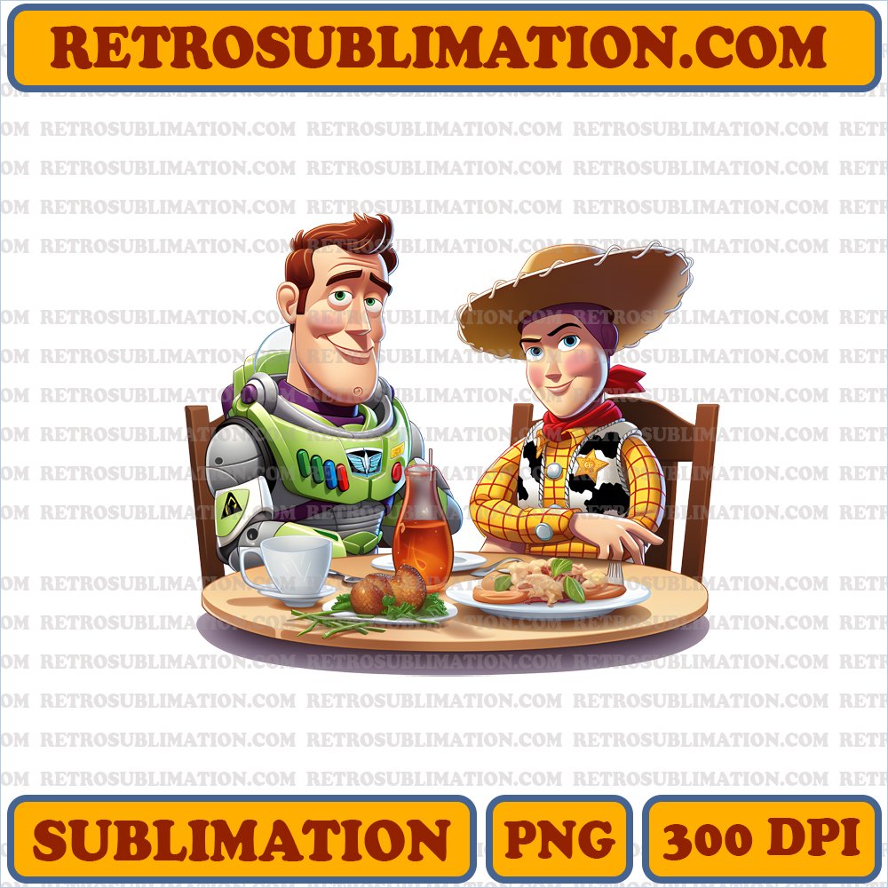 <Magical Thanksgiving> Buzz Lightyear & Woody - Defying Gravity for More Gravy PNG Digital Download
