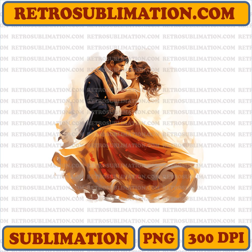 Christmas Belle - Dancing in Snow with Beast - Festive Sublimation PNG Digital Download
