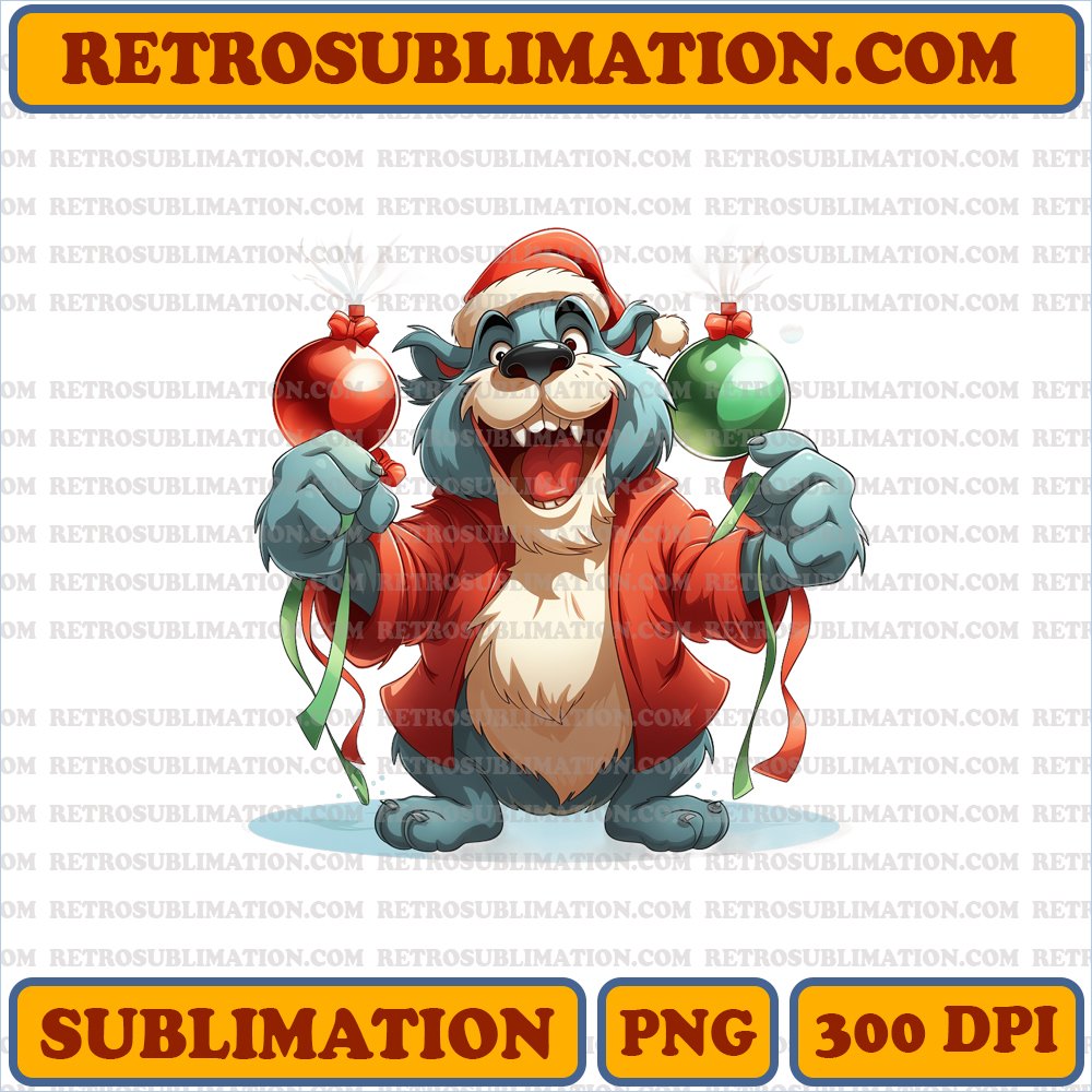 Amusing Christmas Baloo Juggling Ornaments - Sublimation PNG Digital Download
