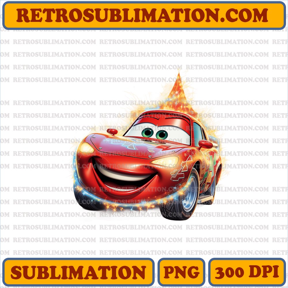 Christmas Lightning McQueen - Light Up the Tree - Sparkling Sublimation PNG
