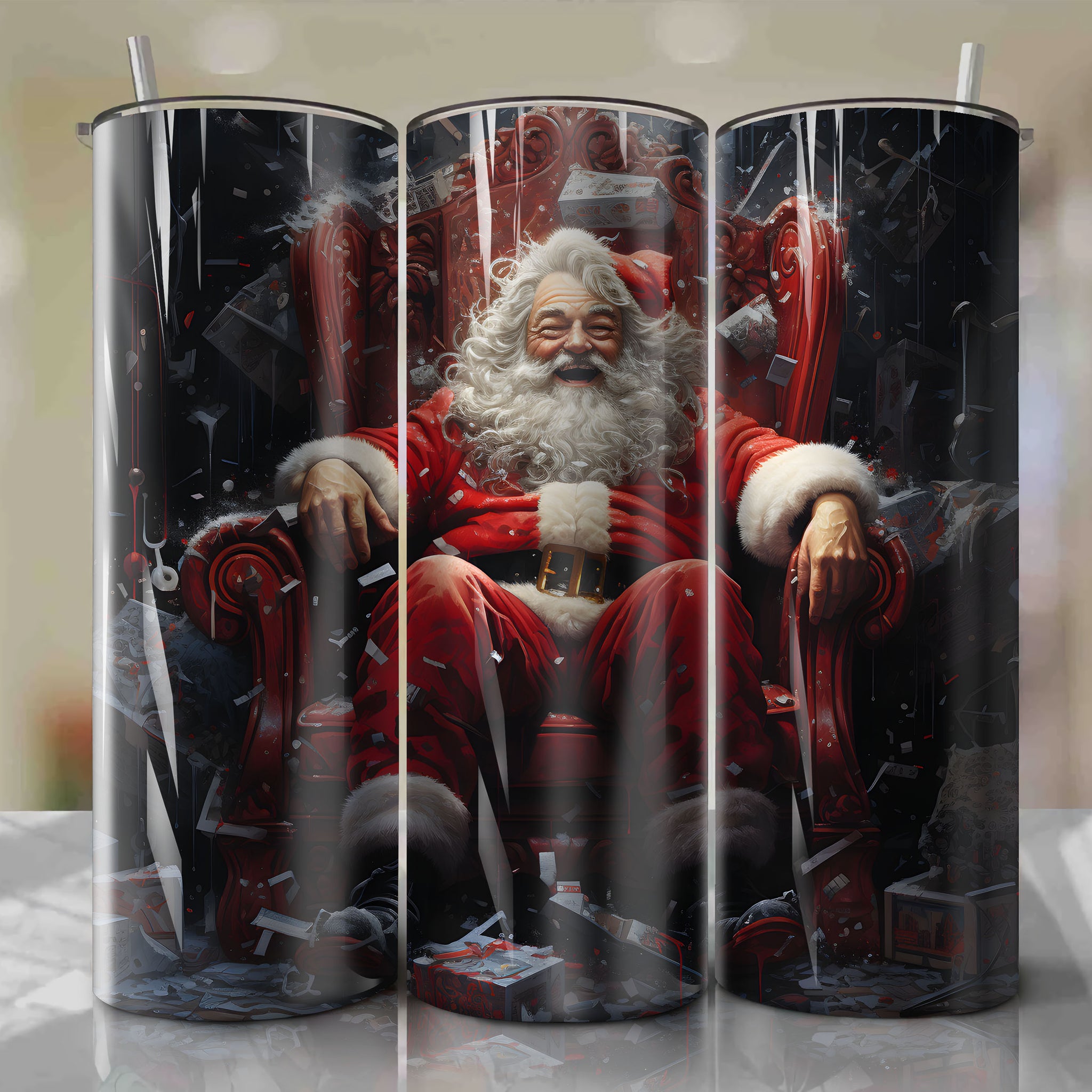 Tumbler Wrap: Dark Humor and Unexpected Kindness in Brett Kelly's Bad Santa Throne
