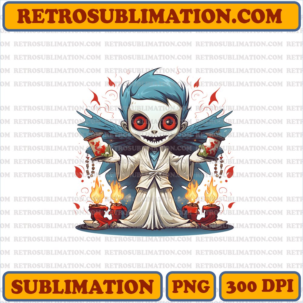 Joyful Chibi Pazuzu - Playful Exorcist Ghostly Trickster PNG Digital Download
