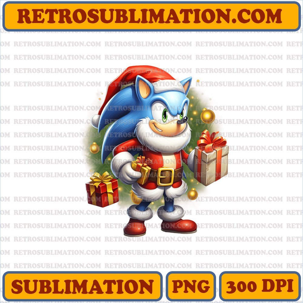 Christmas Sonic Joyride - Cartoon Sublimation PNG Digital Download
