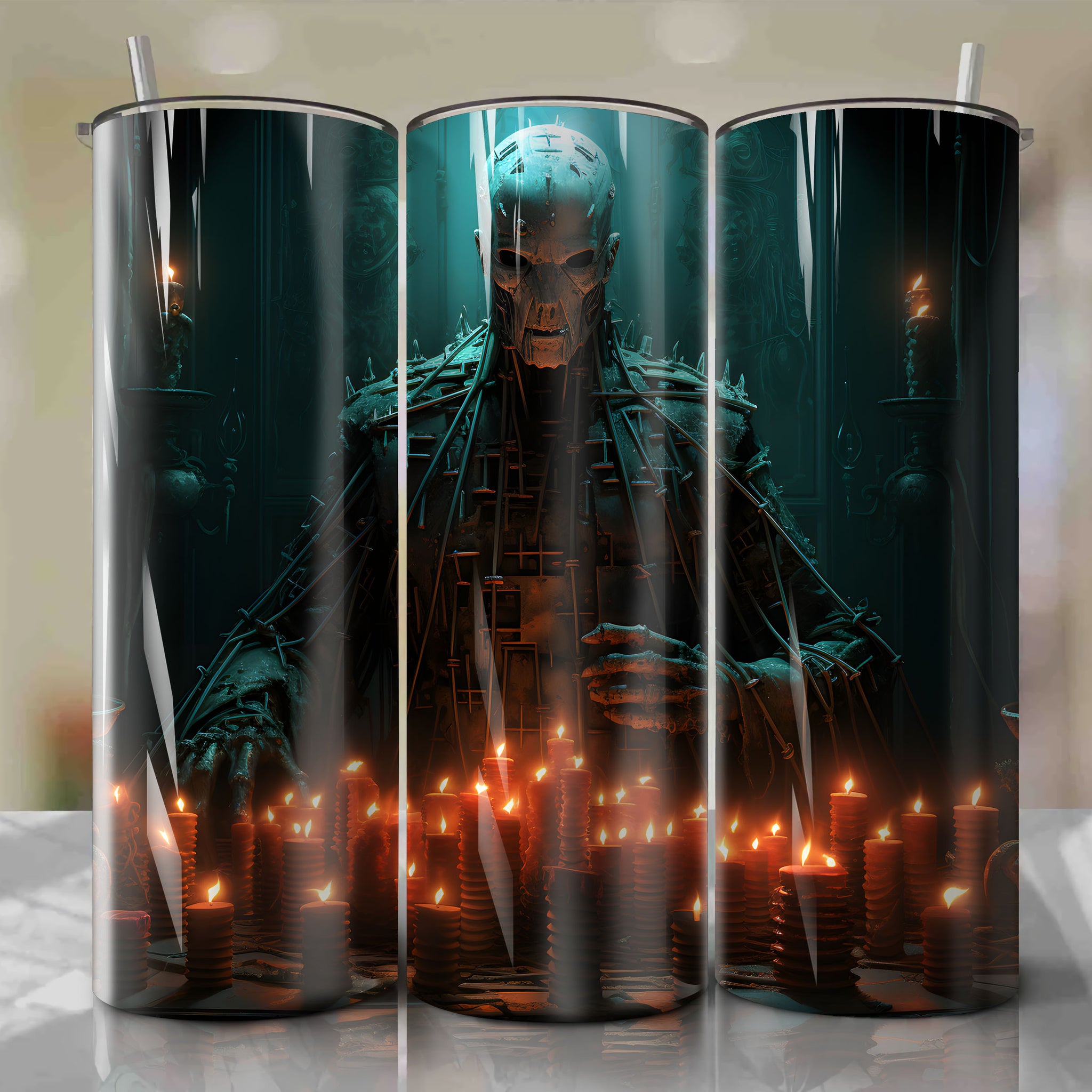 Hellraiser Pinhead 20 Oz Tumbler Wrap - Dan Mumford's Eerie Artwork for Halloween
