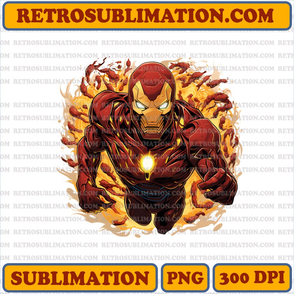 Fearless Iron Man Sublimation - Repulsors Unleashed | Digital Download | Halloween-inspired PNG Artwork
