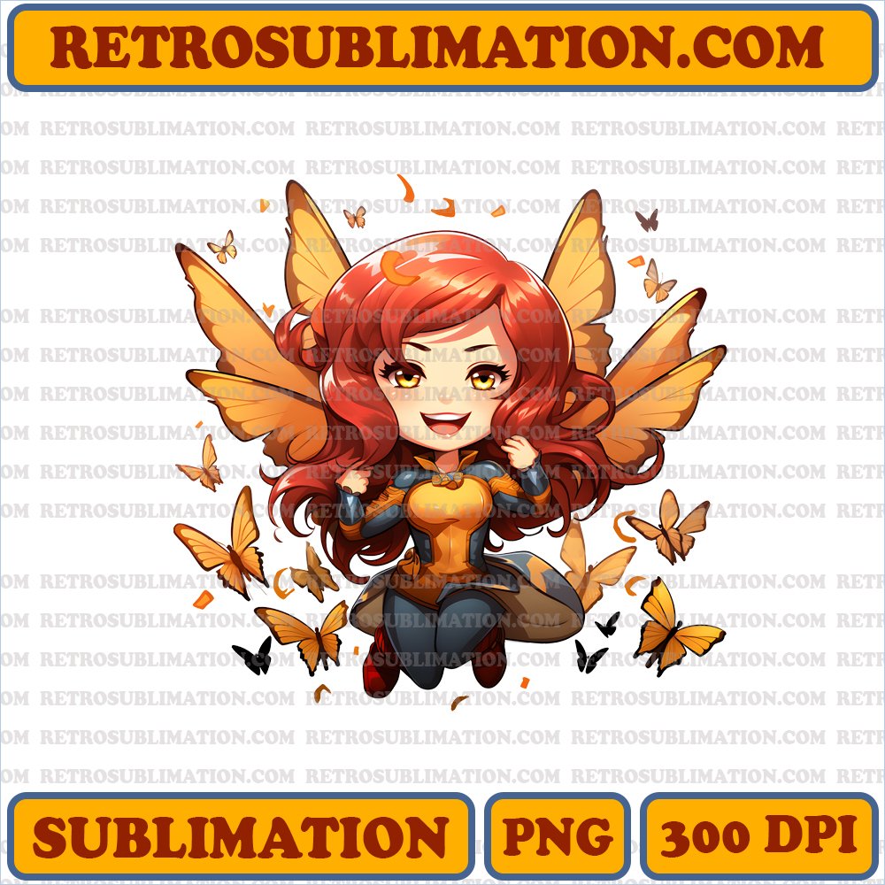 Joyful Laughing Chibi Jean Grey - Digital Download PNG Sublimation
