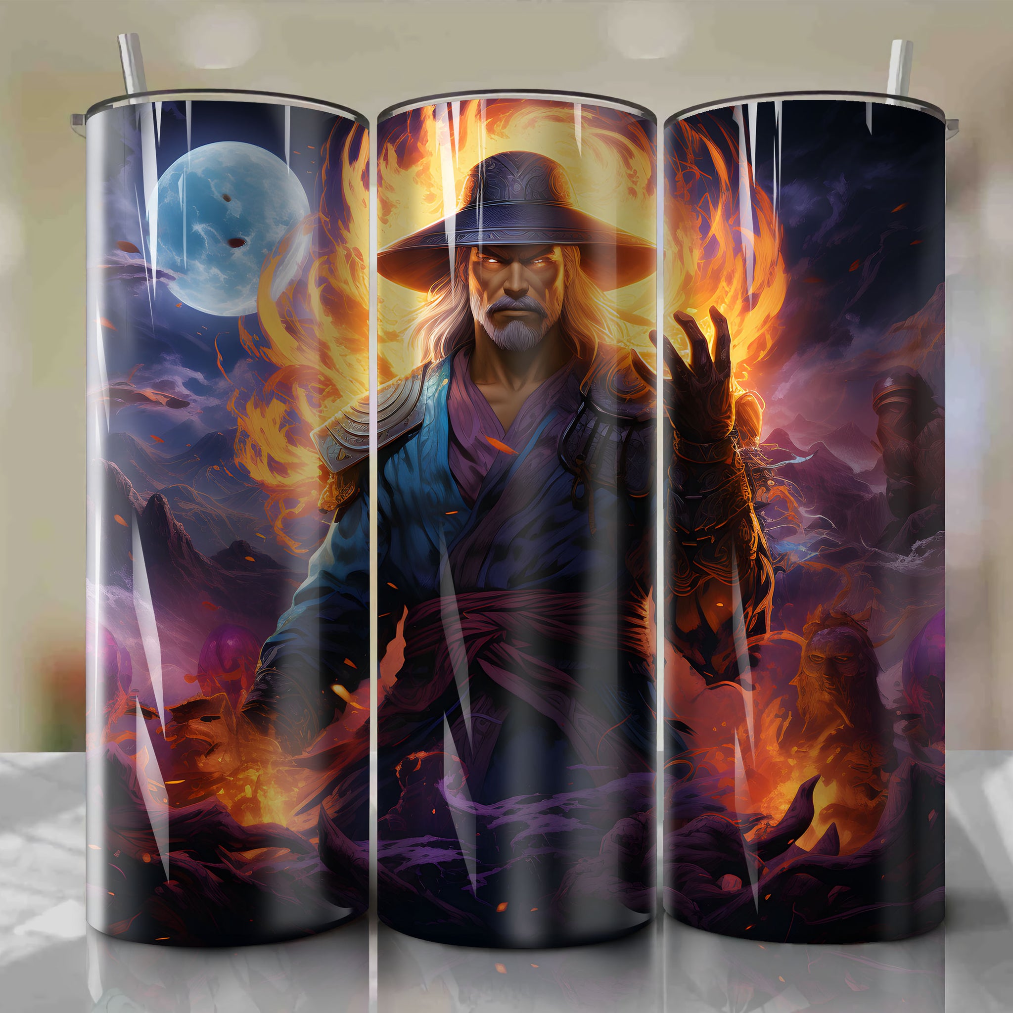 Powerful Thunder God Art - Mortal Kombat 20 Oz Tumbler Wrap
