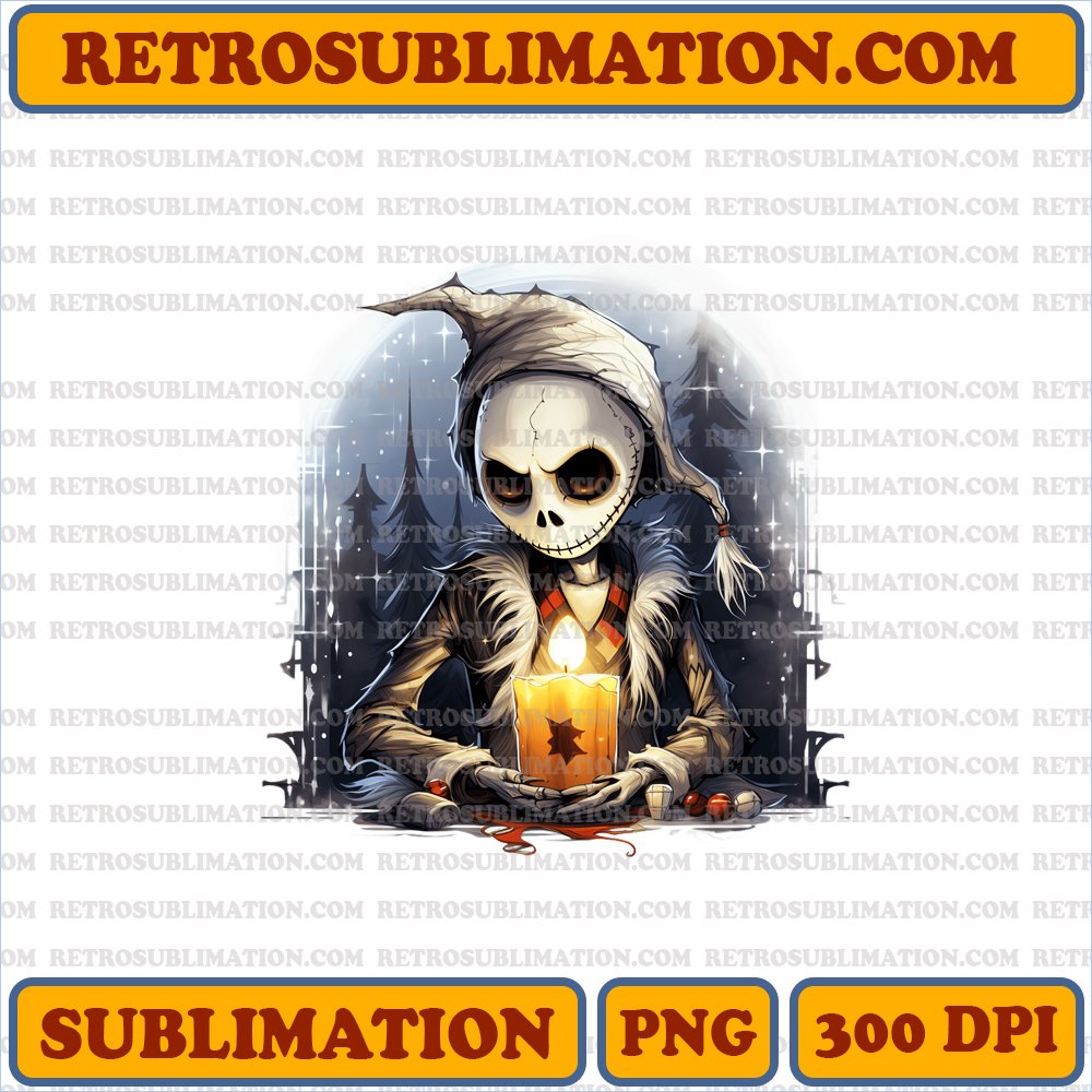 Jack Skellington Christmas Study - Thoughtful Cartoon - High Contrast PNG Download
