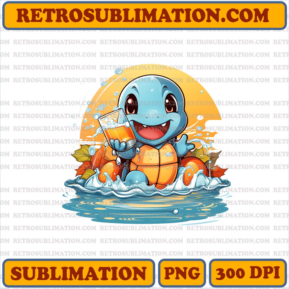 Cheeky Squirtle - Thanksgiving Pool Party Fun - Digital Download Sublimation PNG
