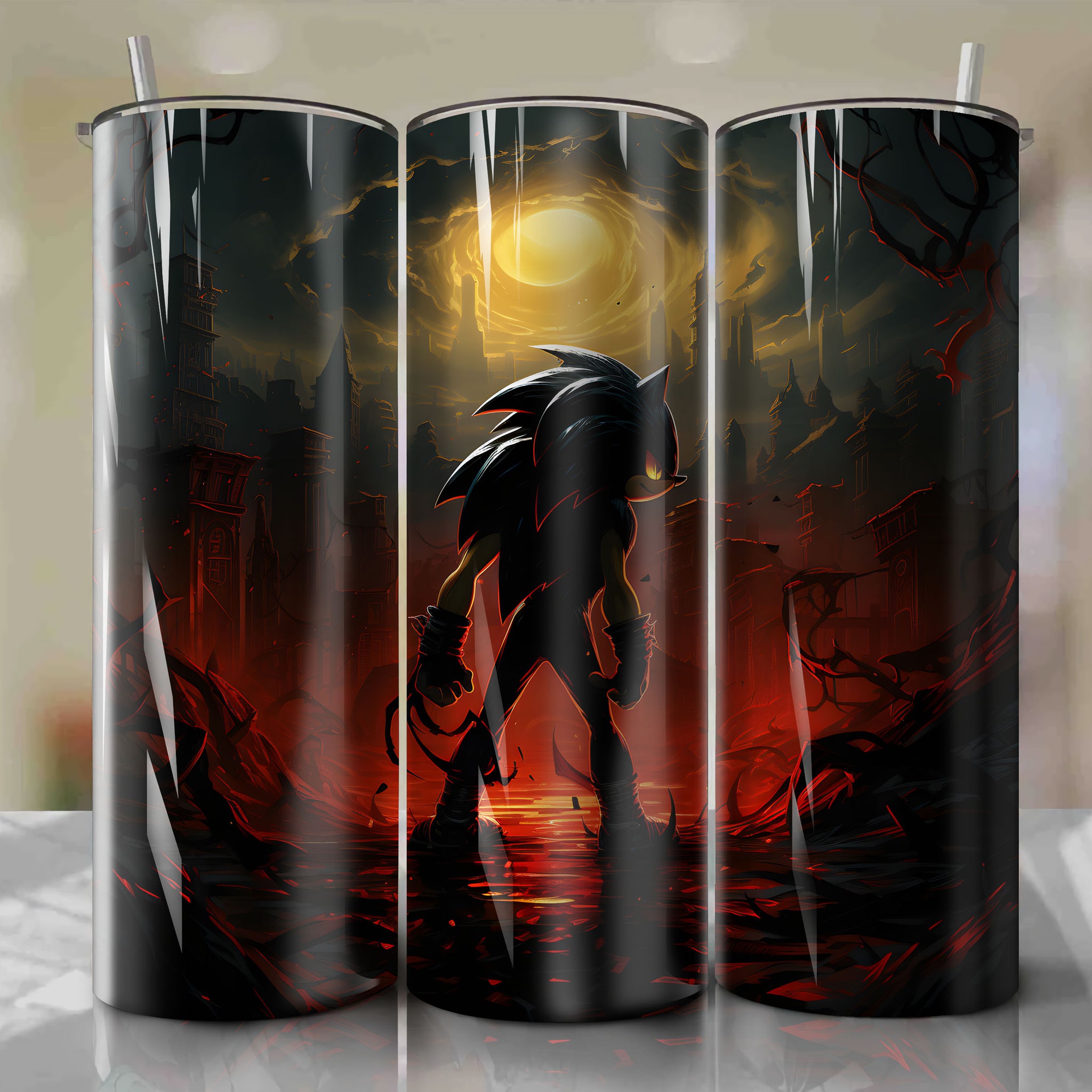 Intense and Mysterious Shadow the Hedgehog Art: 20 Oz Tumbler Wrap
