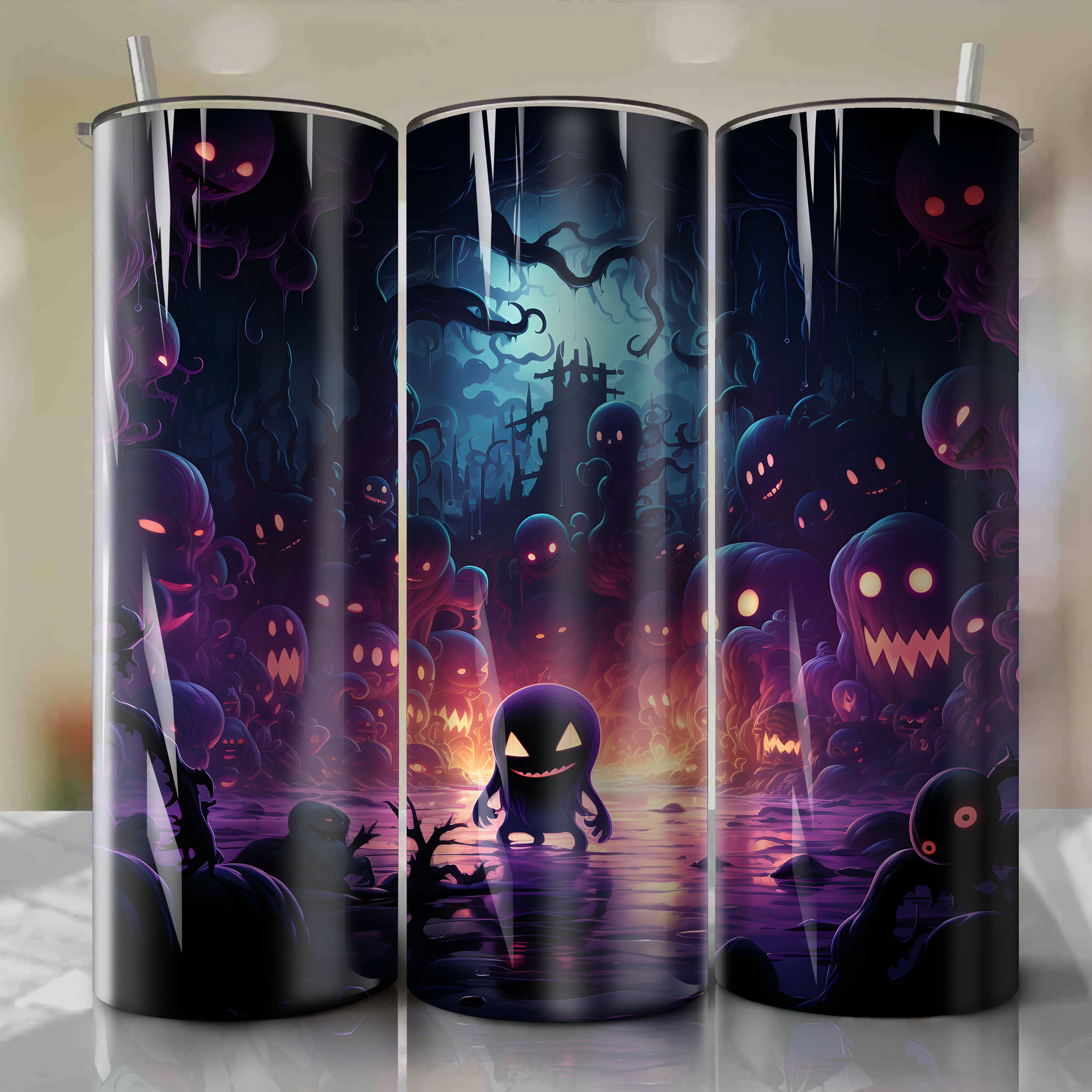 Stunning 20 Oz Tumbler Wrap Inspired by Gastly: A Mysterious and Ethereal Pokemon
