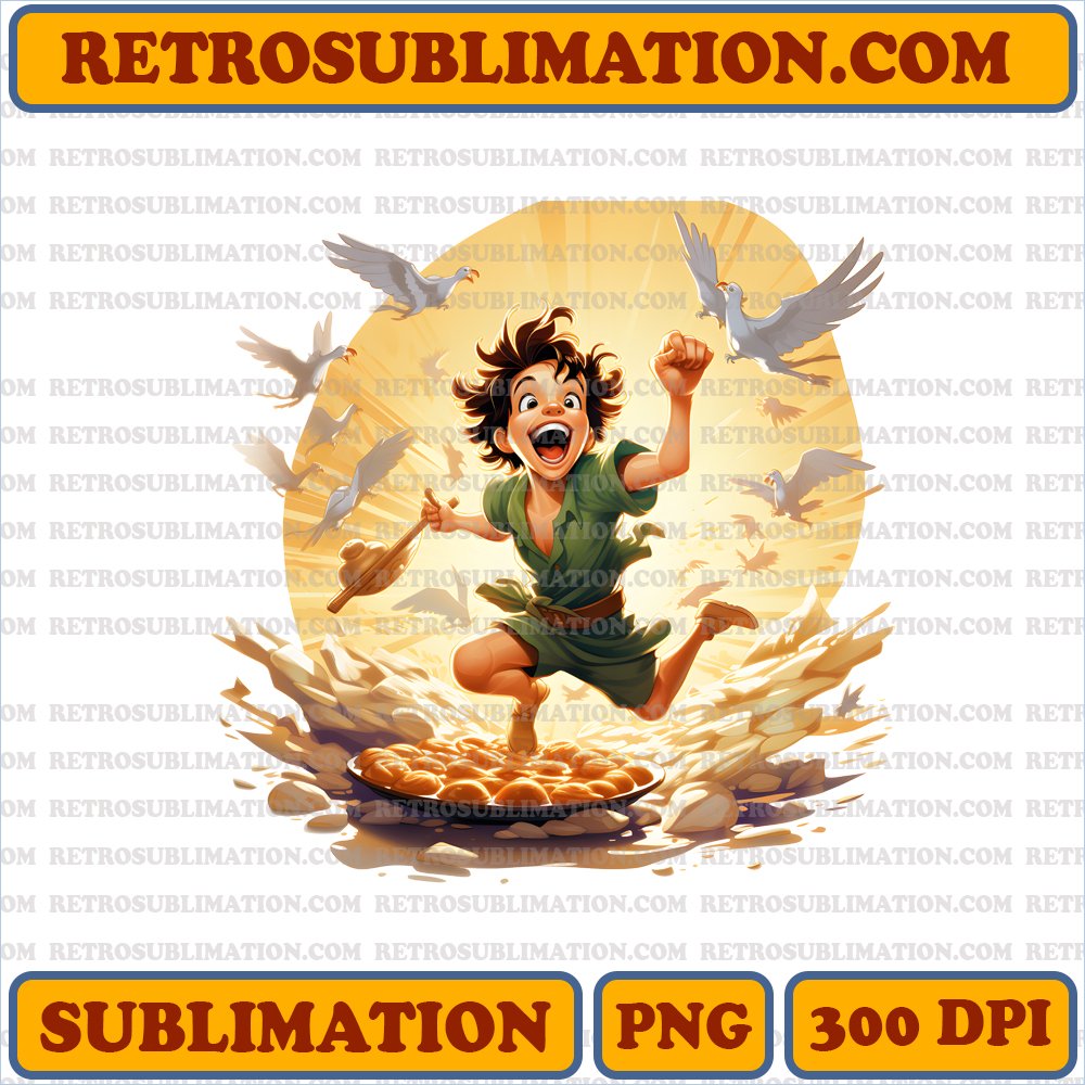 'Peter Pan' Thanksgiving Sublimation PNG Digital Download - Lost Boys Feast & Pumpkin Pie Food Fight Unique and Creative with Bootleg Style - Primary Colors and Maximum Contrasts - Typography -10
