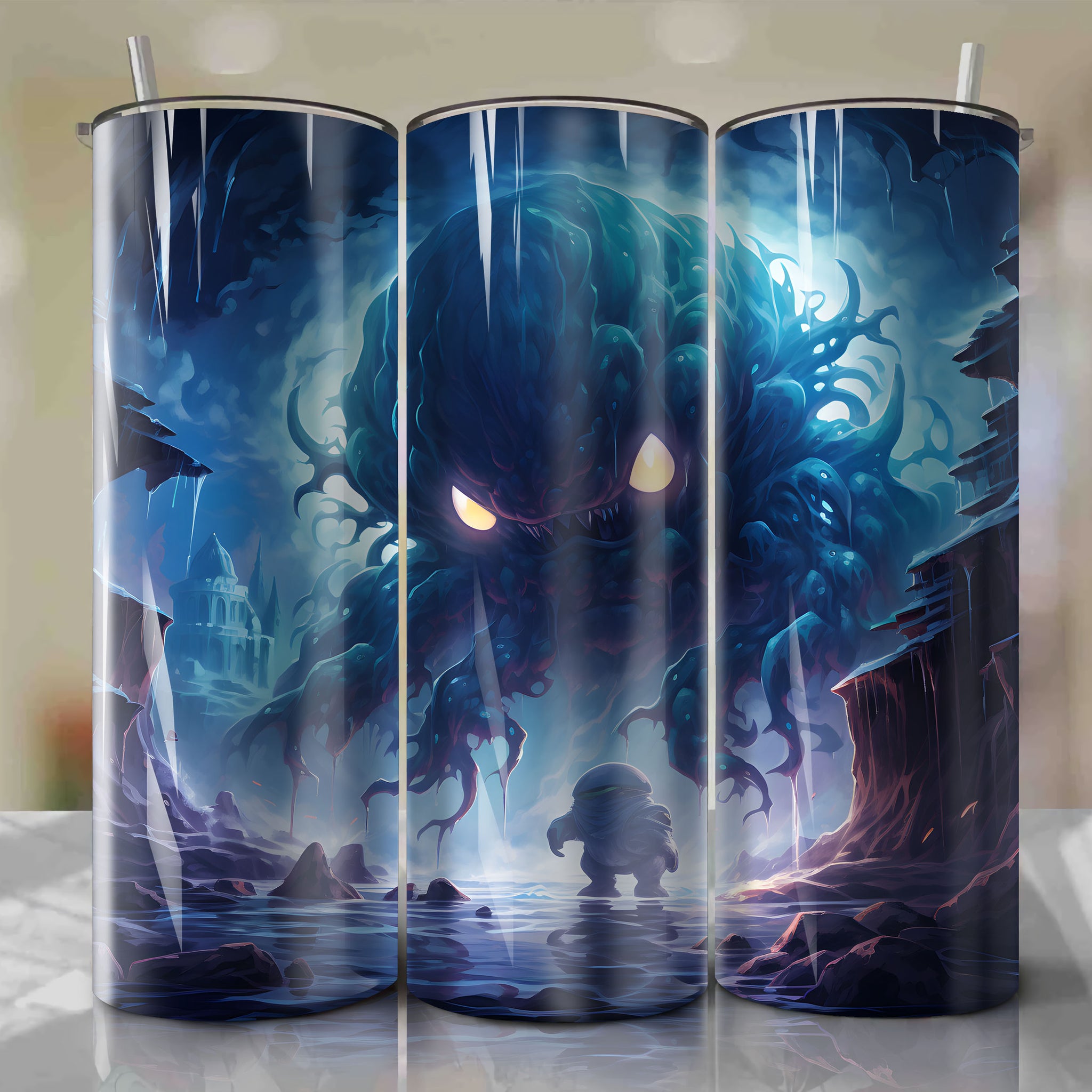 20 Oz Tumbler Wrap - A Majestic Artistic Masterpiece of Cloyster on a Frozen Cliff
