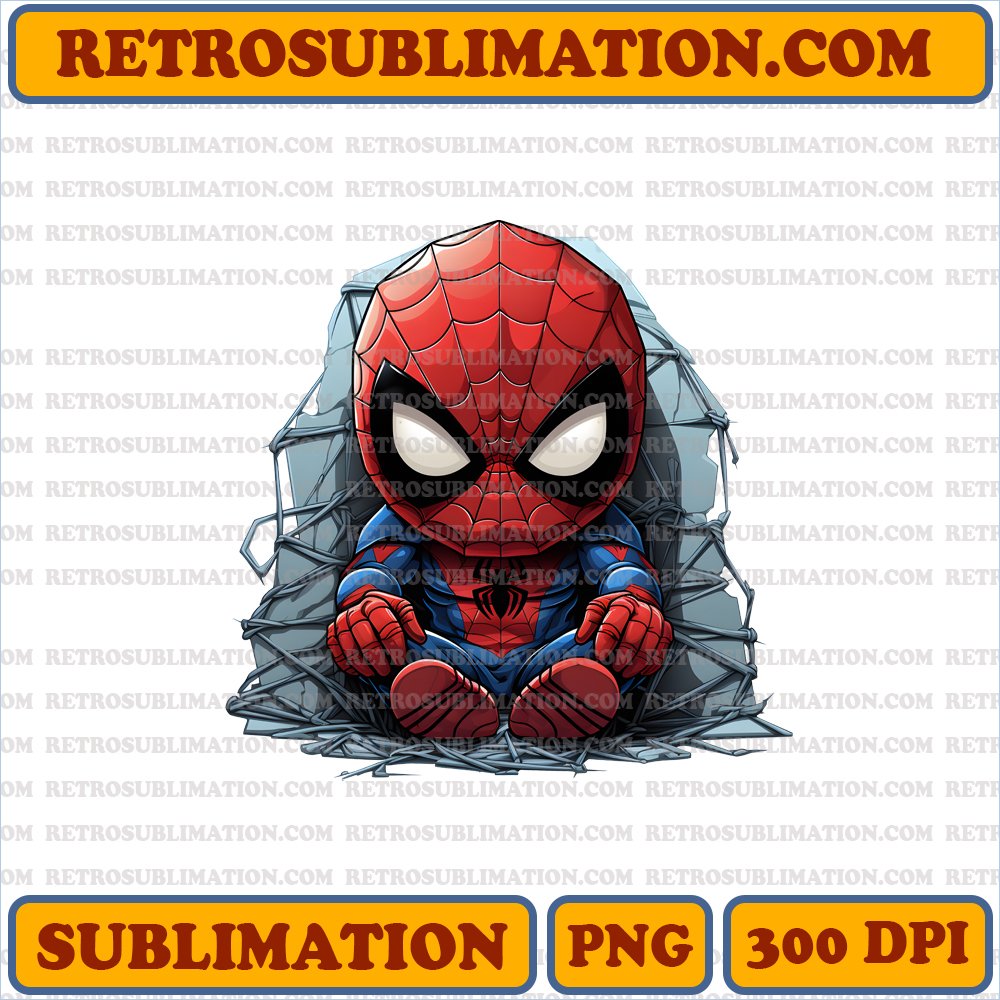 Surprised Spider-Man Caught in Yarn Web - Chibi Cartoonish SVG PNG Digital Download
