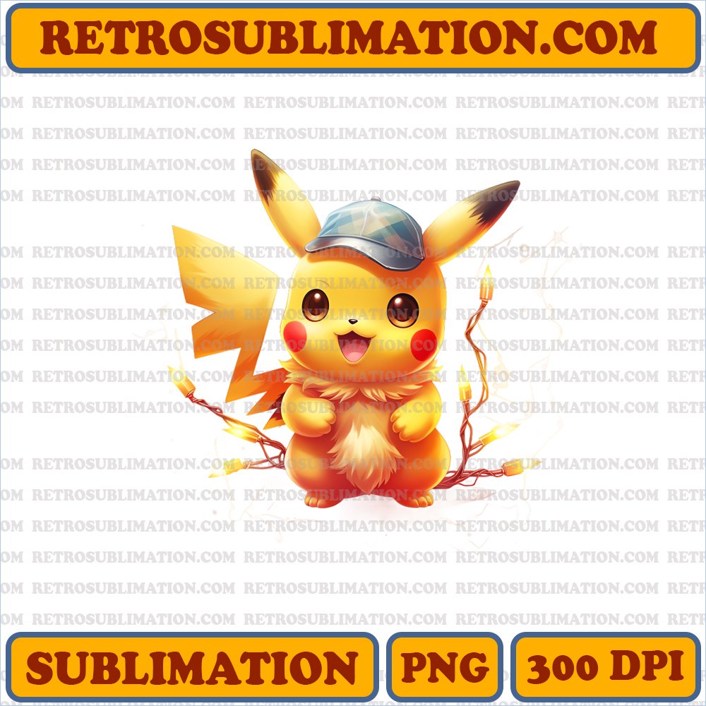 Pikachu Christmas Tree Shock - Festive Cartoon Sublimation PNG
