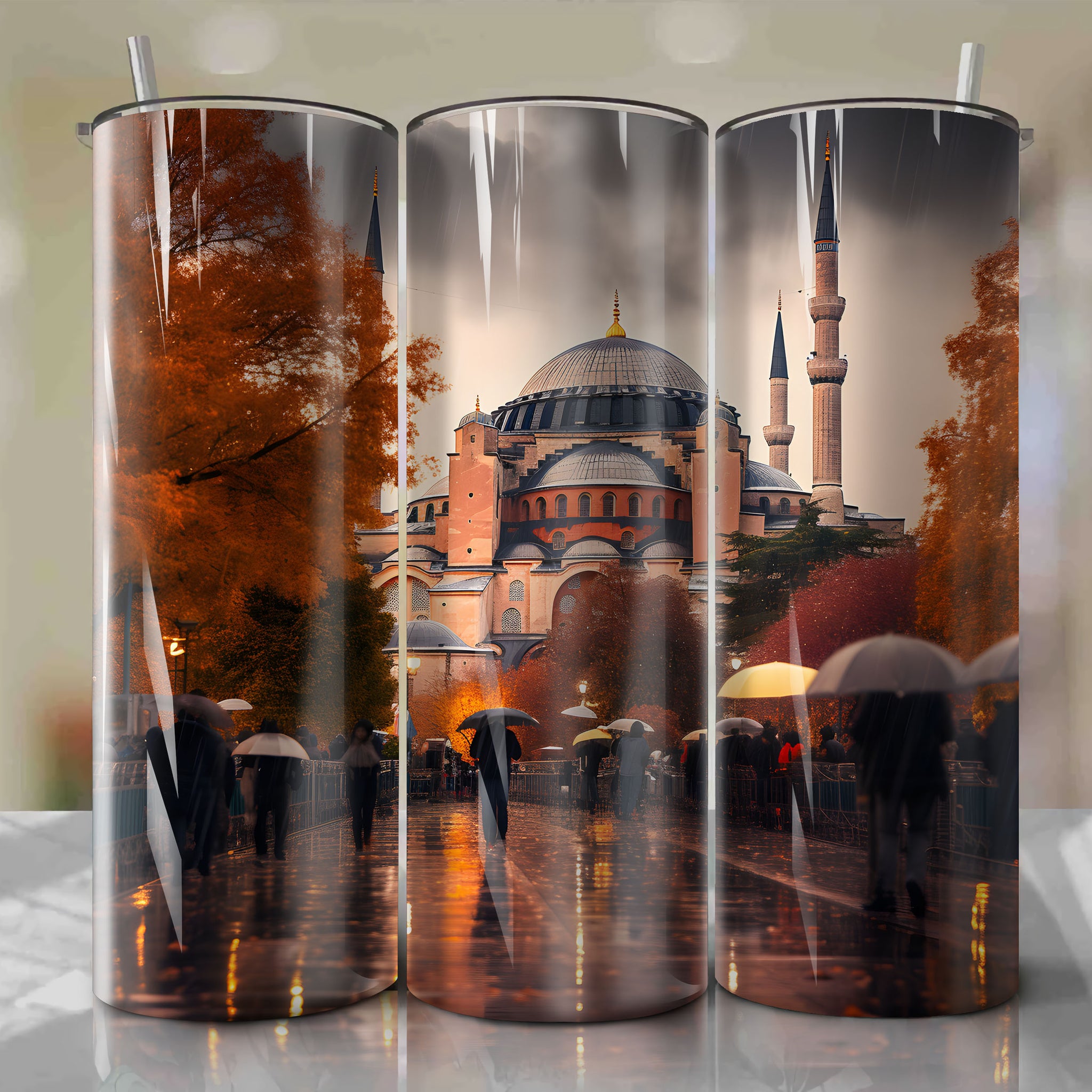 Capturing the Enchanting Autumn Ambience of Hagia Sophia, Turkey with Pointillism Bright Dots
