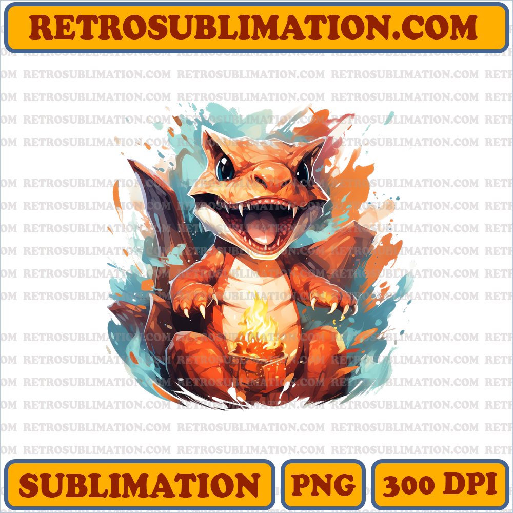 Charizard Unwrapping Present - Blazing Excitement - PNG Digital Download
