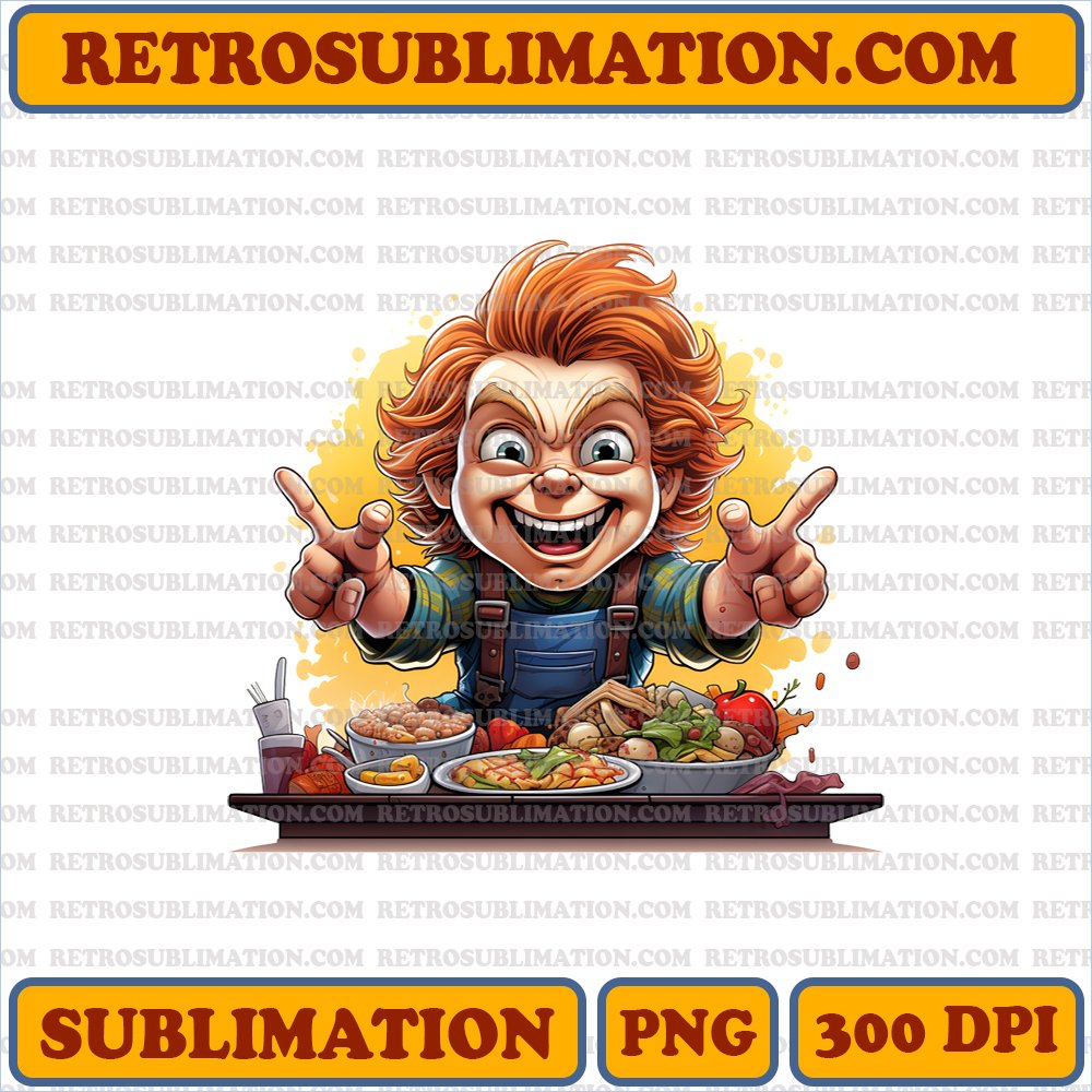 Gobble Up the Fun with Chucky - Thanksgiving Sublimation PNG Digital Download
