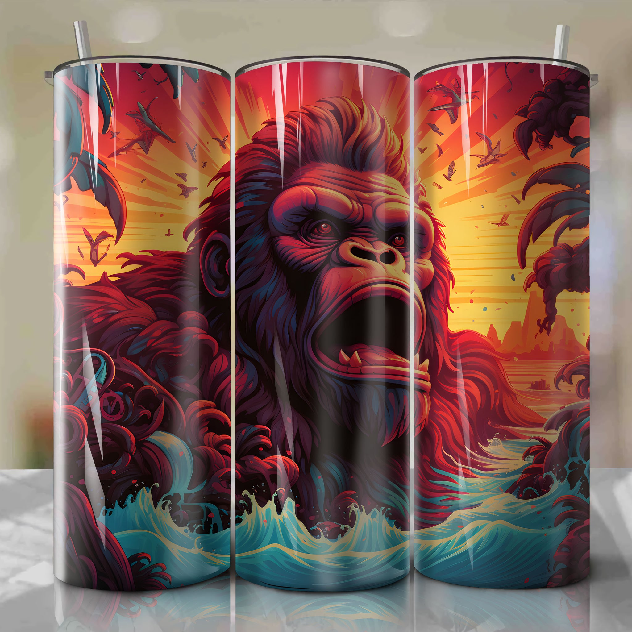 Powerful Kong: A Bold 20 Oz Tumbler Wrap Inspired by Donkey Kong's Wild Jungle Energy
