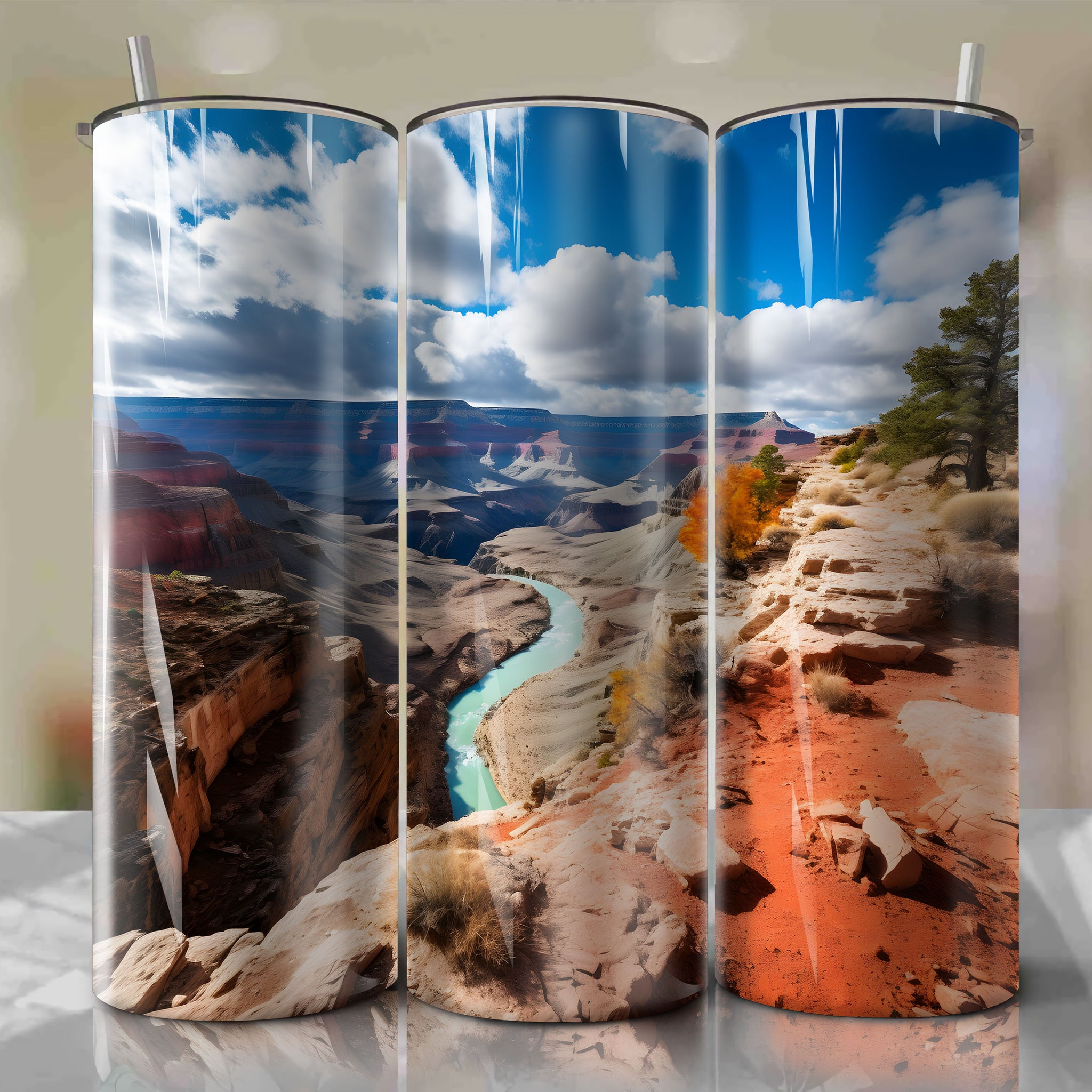 Autumn Cloudy Grand Canyon Tumbler Wrap - Pointillism Style with High ISO and f/5 Aperture
