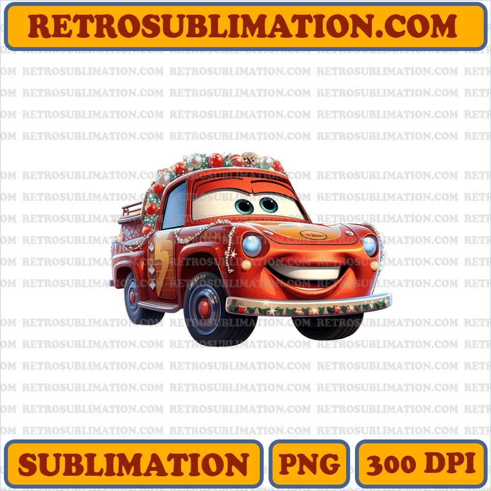 Lightning McQueen Christmas Zoom - Radiator Springs Decorations - High-Speed Sublimation PNG Download
