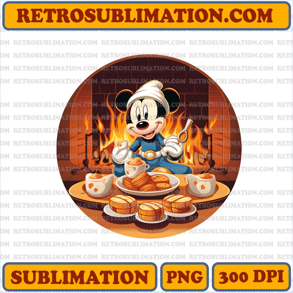 Mickey Mouse Thanksgiving Digital Download - Cozy Fireplace Marshmallow Roasting - Unique Sublimation PNG
