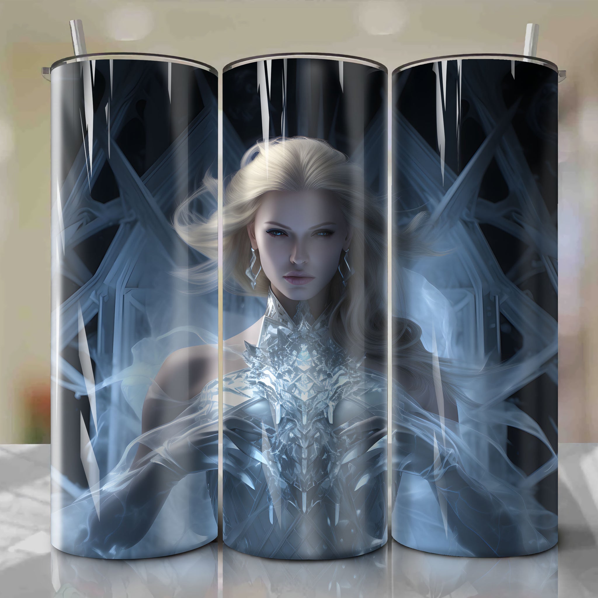 Emma Frost: The Enigmatic White Queen Emerges from a Psionic Crystal | 20 Oz Tumbler Wrap
