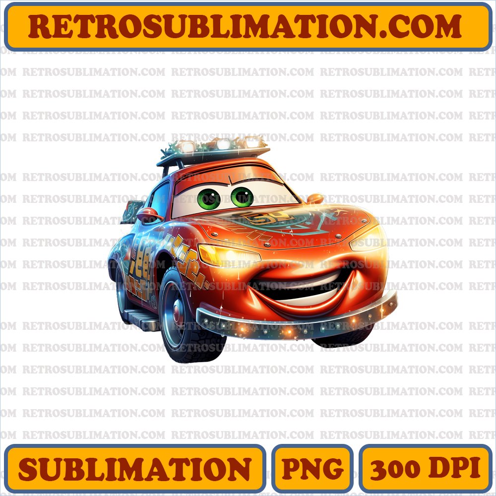 Christmas Lightning McQueen - Tree Lighting Edition - Vibrant Sublimation PNG
