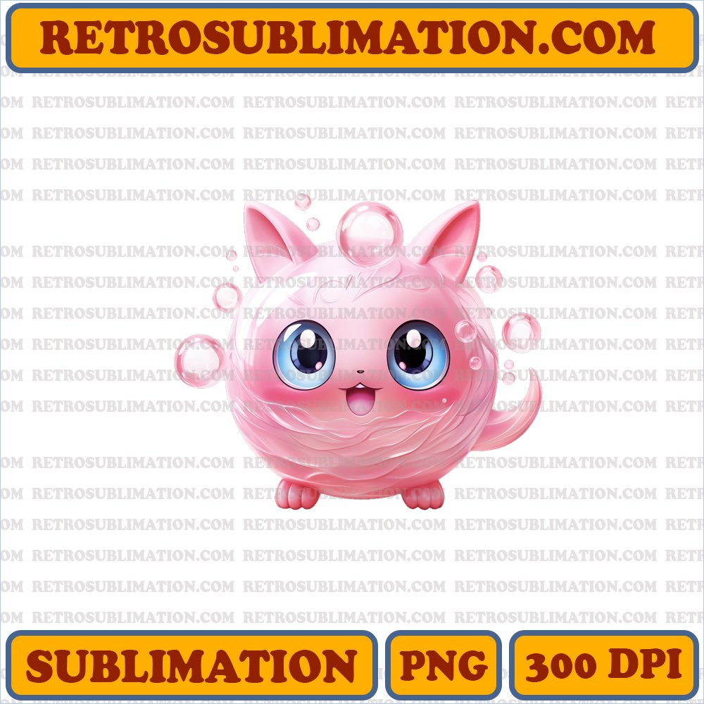 Jigglypuff Cartoon Roll Down - Amusing Fairy Pokemon - Sublimation PNG Digital Download
