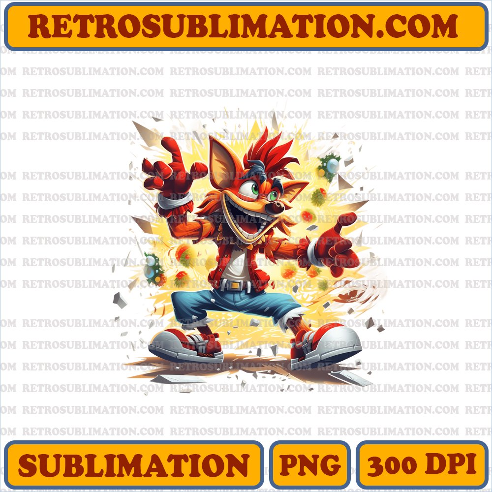 Christmas Crash Bandicoot Dancing - Energetic Cartoon Sublimation PNG Digital Download
