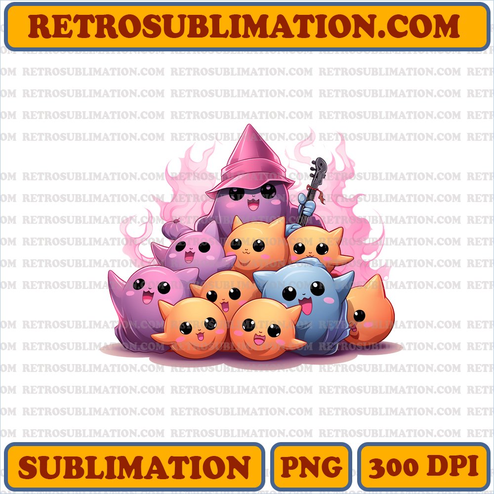 Spooktacular Jigglypuff Serenading Ghosts PNG Digital Download
