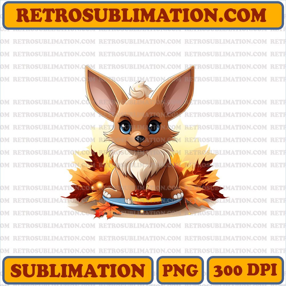 Eevee - Thanksgiving Gathering Digital Download | Sublimation | Stylish Pokemon Boutique | Unique & Creative | PNG File
