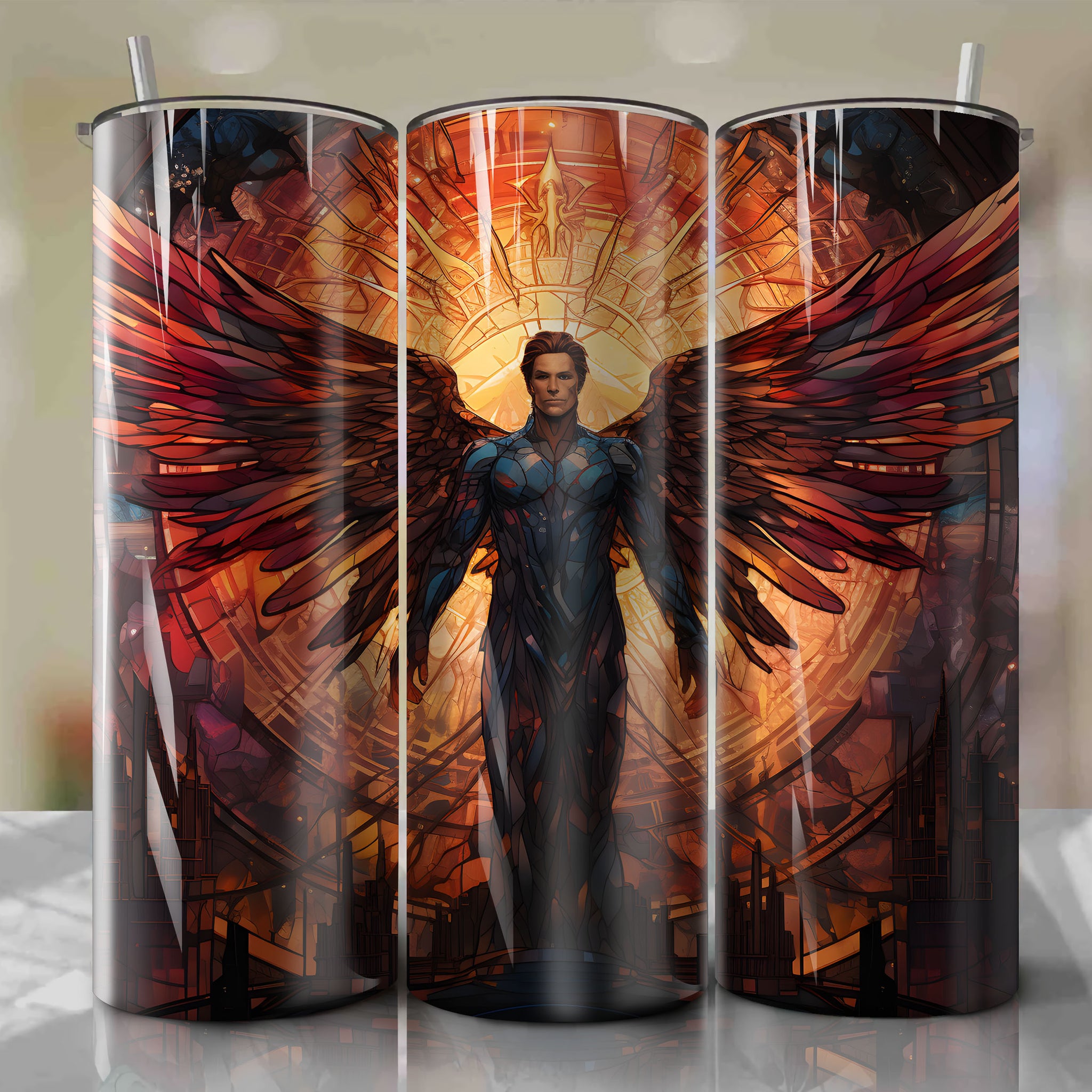 Ethereal Beauty: Angelic Wings Soar in Stunning 20 Oz Tumbler Wrap
