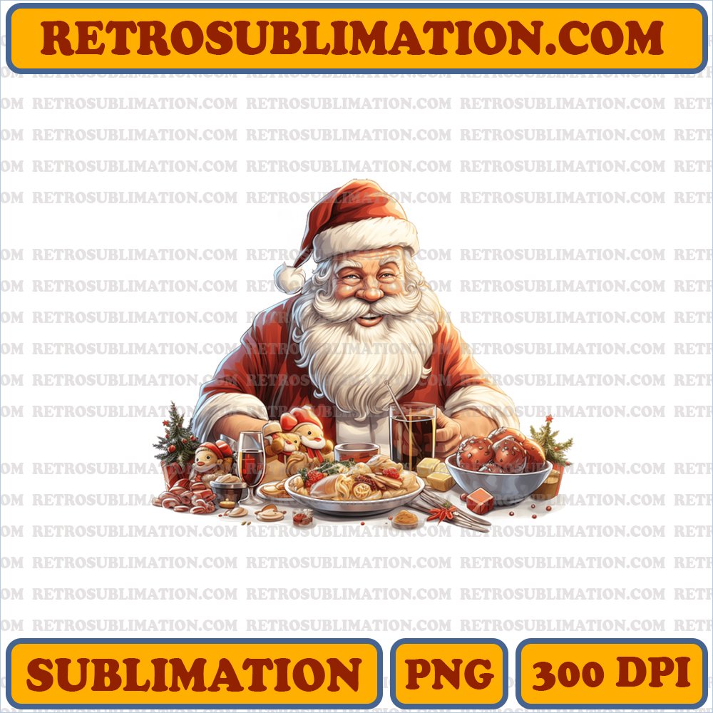 Miser Brothers Christmas Santa - Festive Feasting Cartoon - High Contrast Sublimation PNG File
