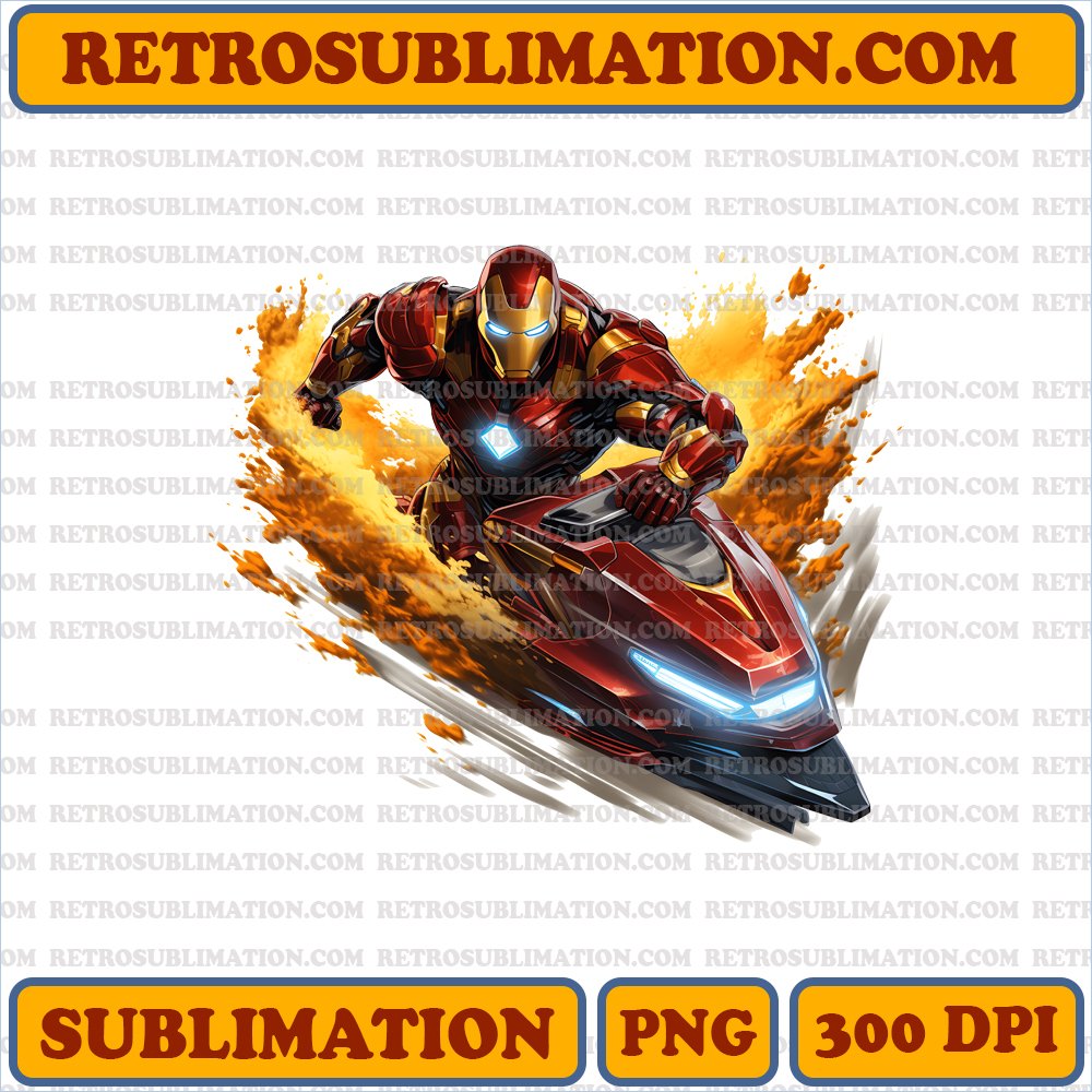 Jet Boosting Iron Man Halloween Sublimation PNG Digital Download
