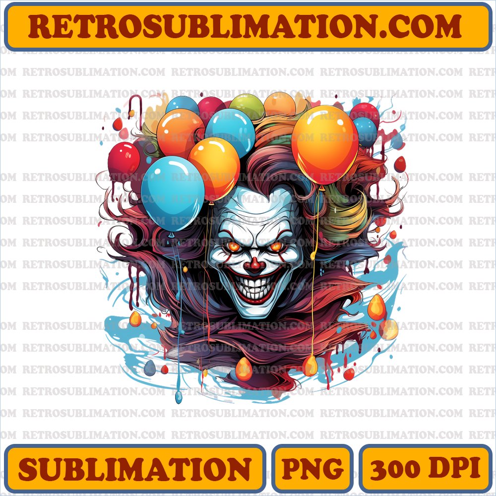 Sinister Pennywise - Malevolent Clown - Vibrant PNG Sublimation Download
