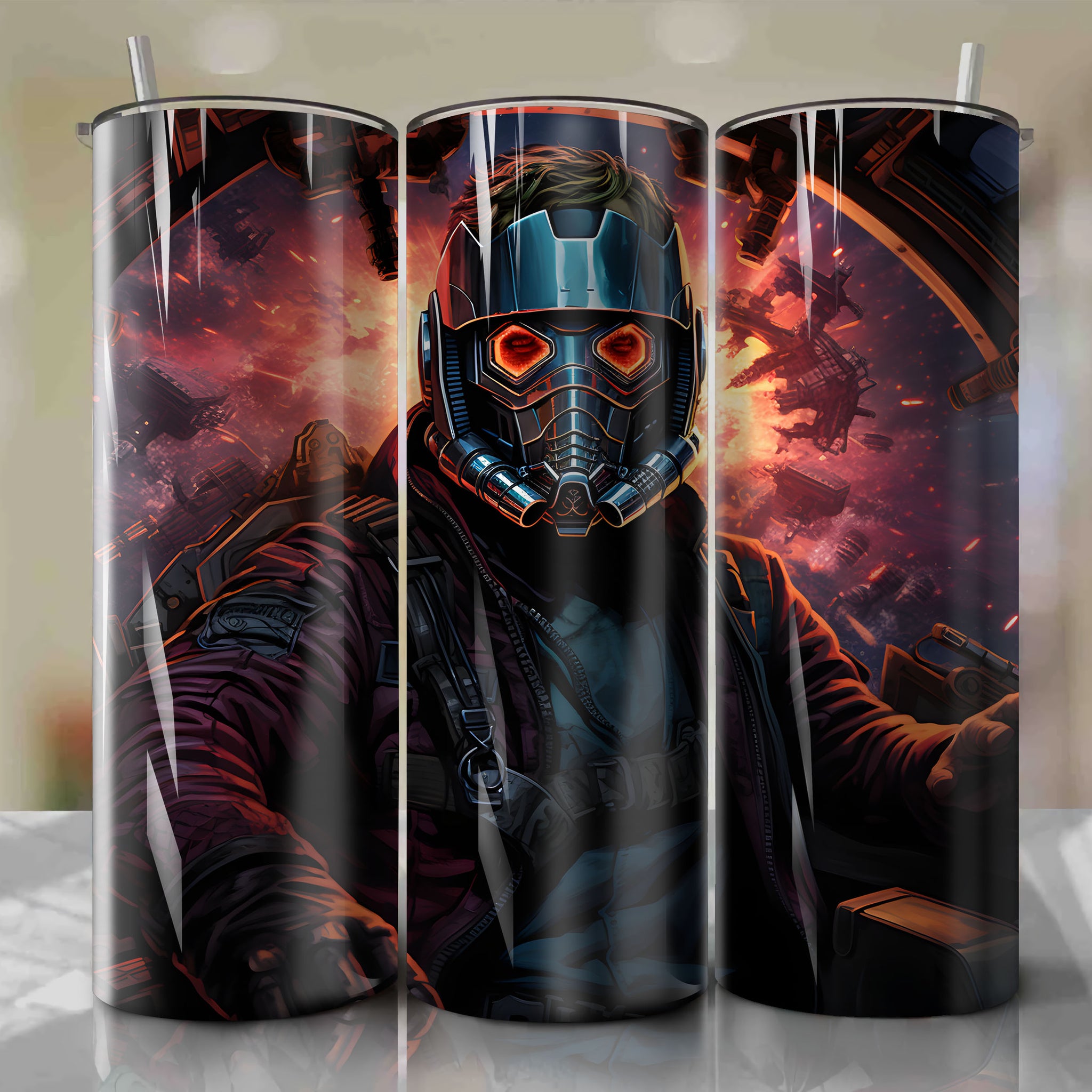 20 Oz Tumbler Wrap - Futuristic Star-Lord Art of Cosmic Exploration with Wit and Charisma
