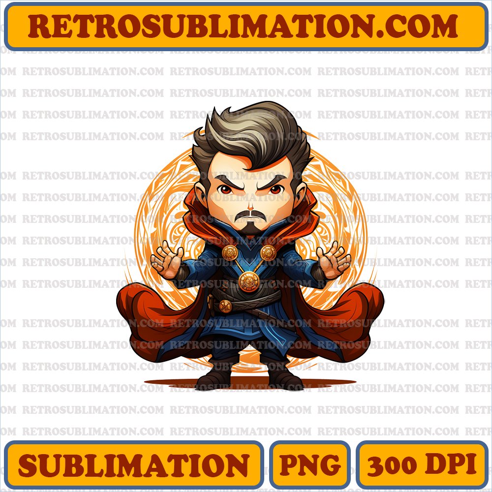 Marvel Doctor Strange - Cute Sorcerer Winking in Magic Swirls Instant PNG Digital Download- Bootleg Style Sublimation Graphic - Unique & Creative Design
