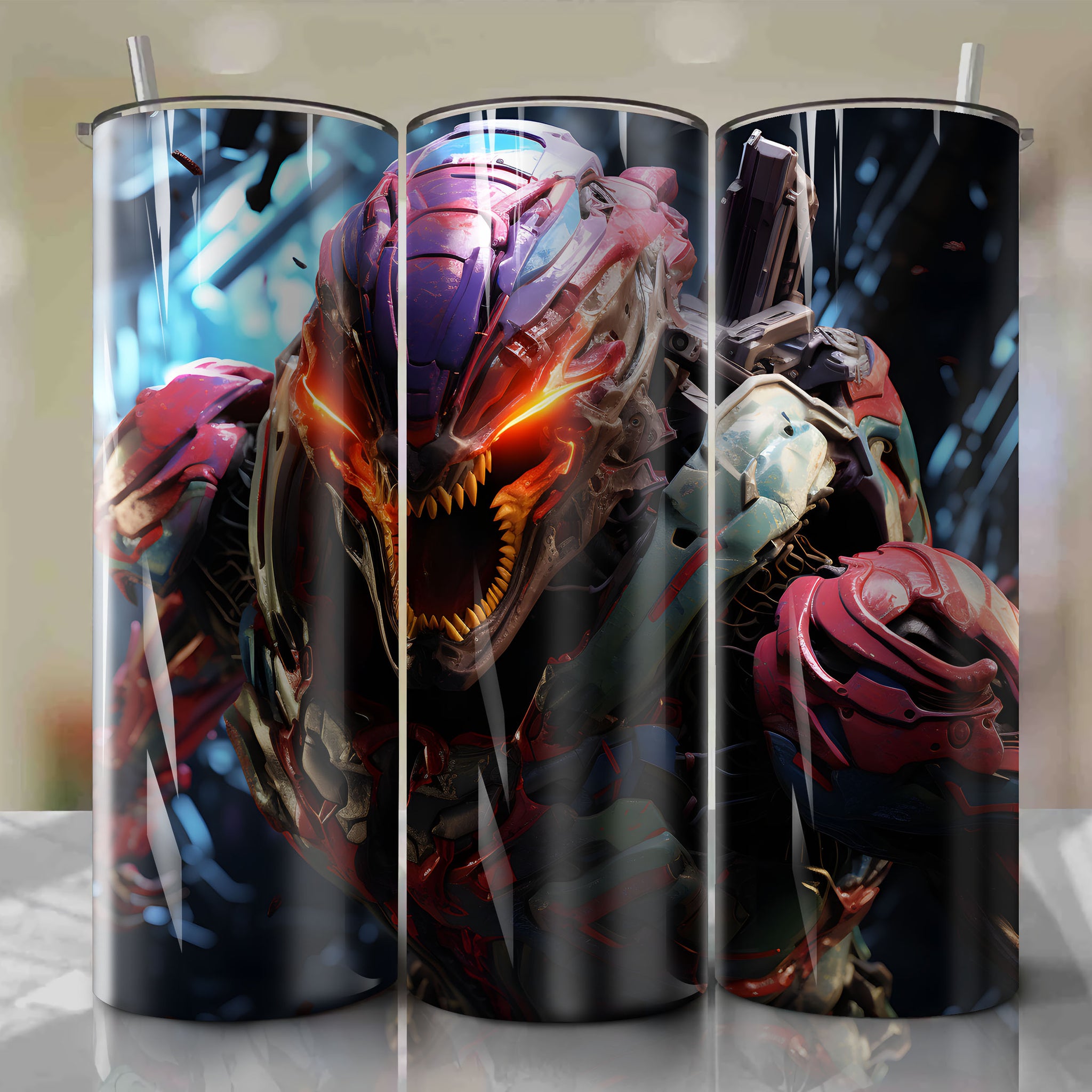 20 Oz Tumbler Wrap featuring a captivating 3D artwork of Ridley, the infamous space pirate from Metroid
