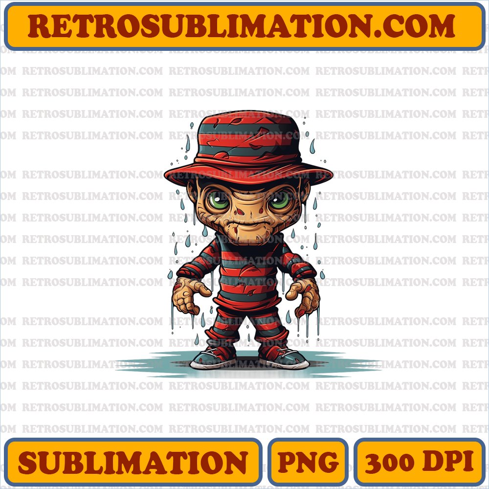 Freddy Krueger Nightmare Stalker - Sinister Cartoon - Sublimation PNG Digital Download
