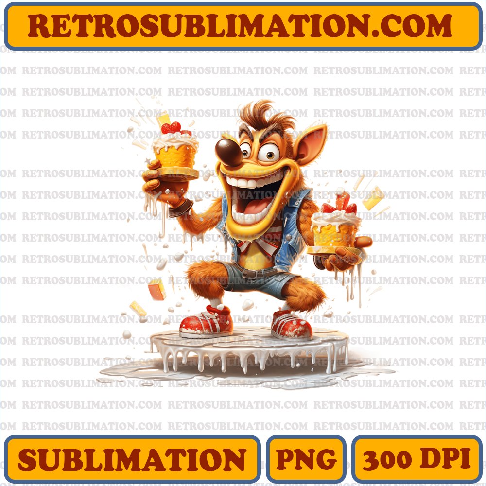 Christmas Crash Bandicoot - Festive Treats & Happy Dance - Hilarious Cartoon PNG Sublimation Digital Download
