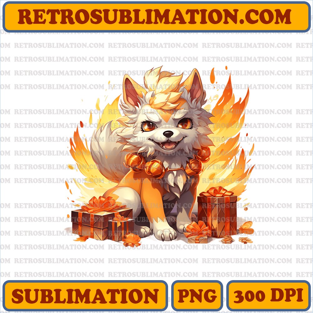 Majestic Arcanine Unwrapping Big Bone - Cartoon Graphic - High Contrast PNG Download
